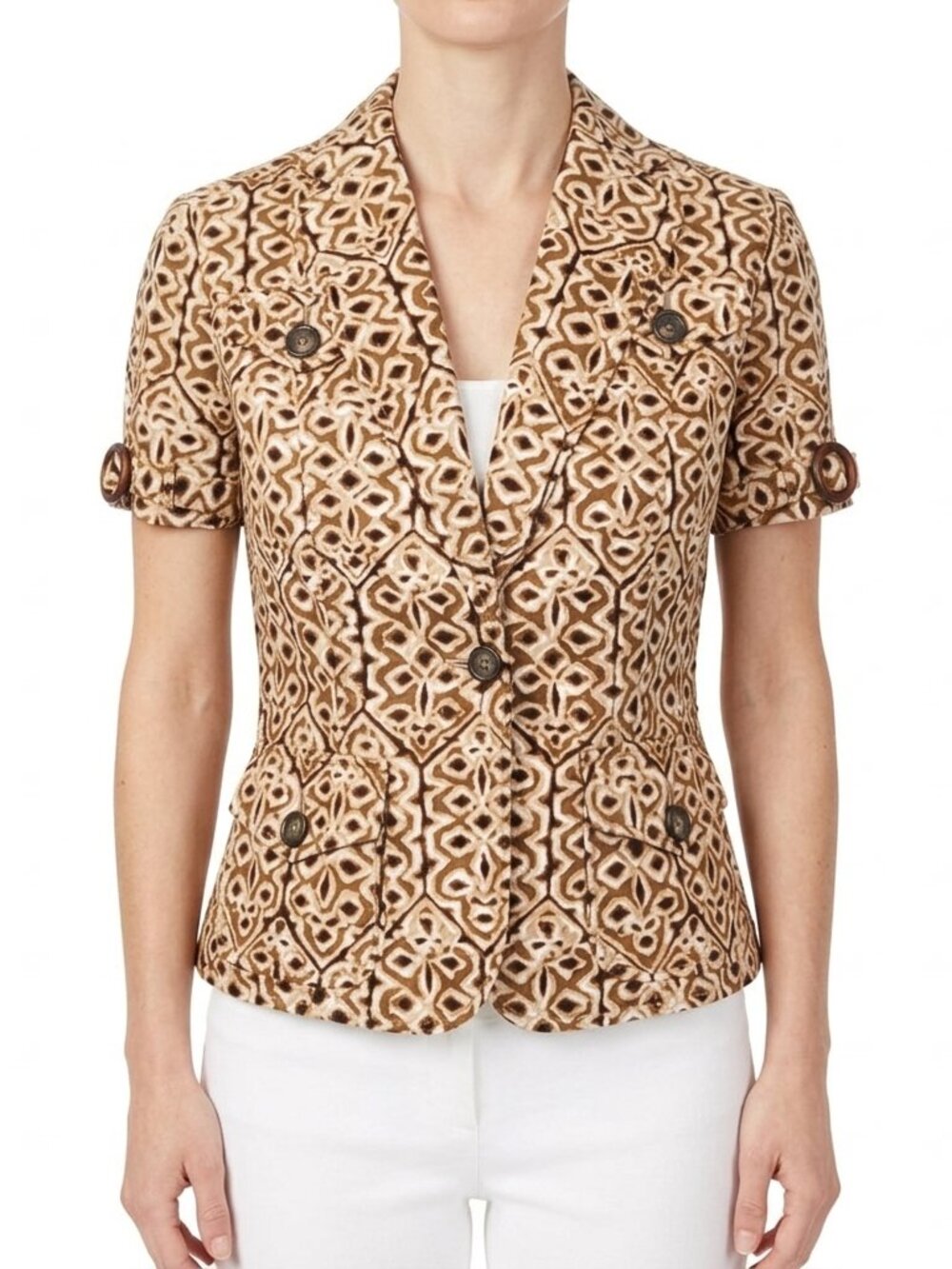 Banana Republic Short Sleeve Tribal Print Cotton Blend Jacket- Sz. 2